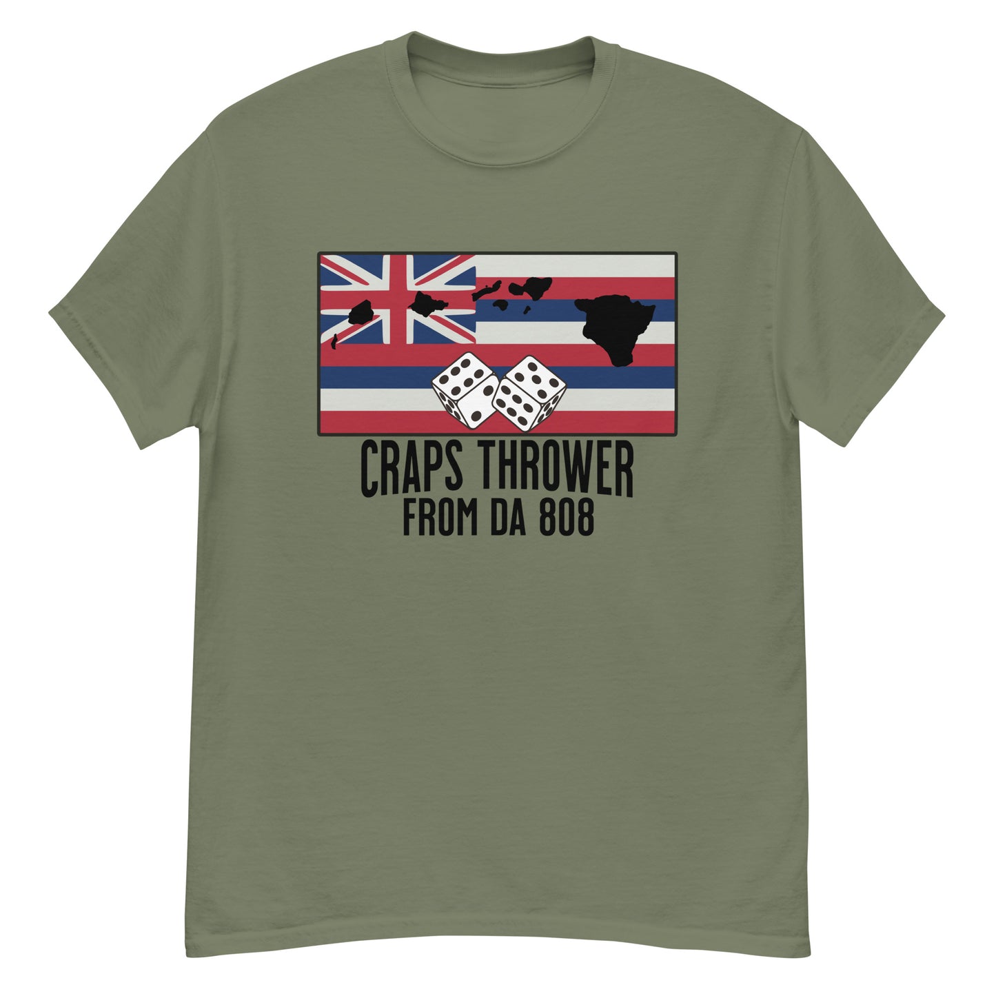 hawaiian flag craps thrower from the 808 dice shirt