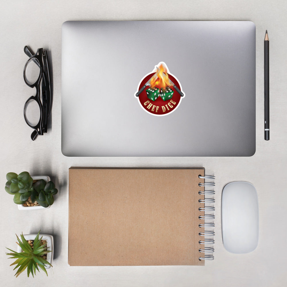 Chef Dice Sticker with Flames