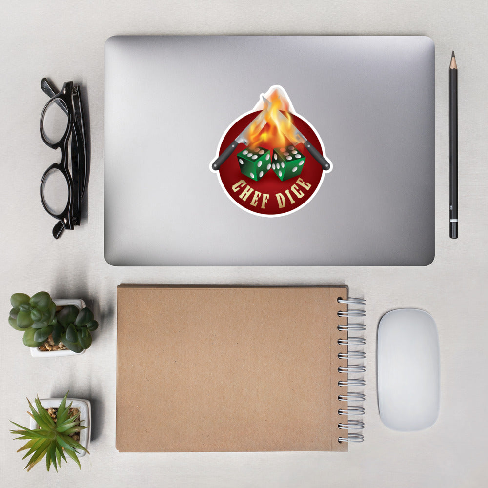 Chef Dice Sticker with Flames