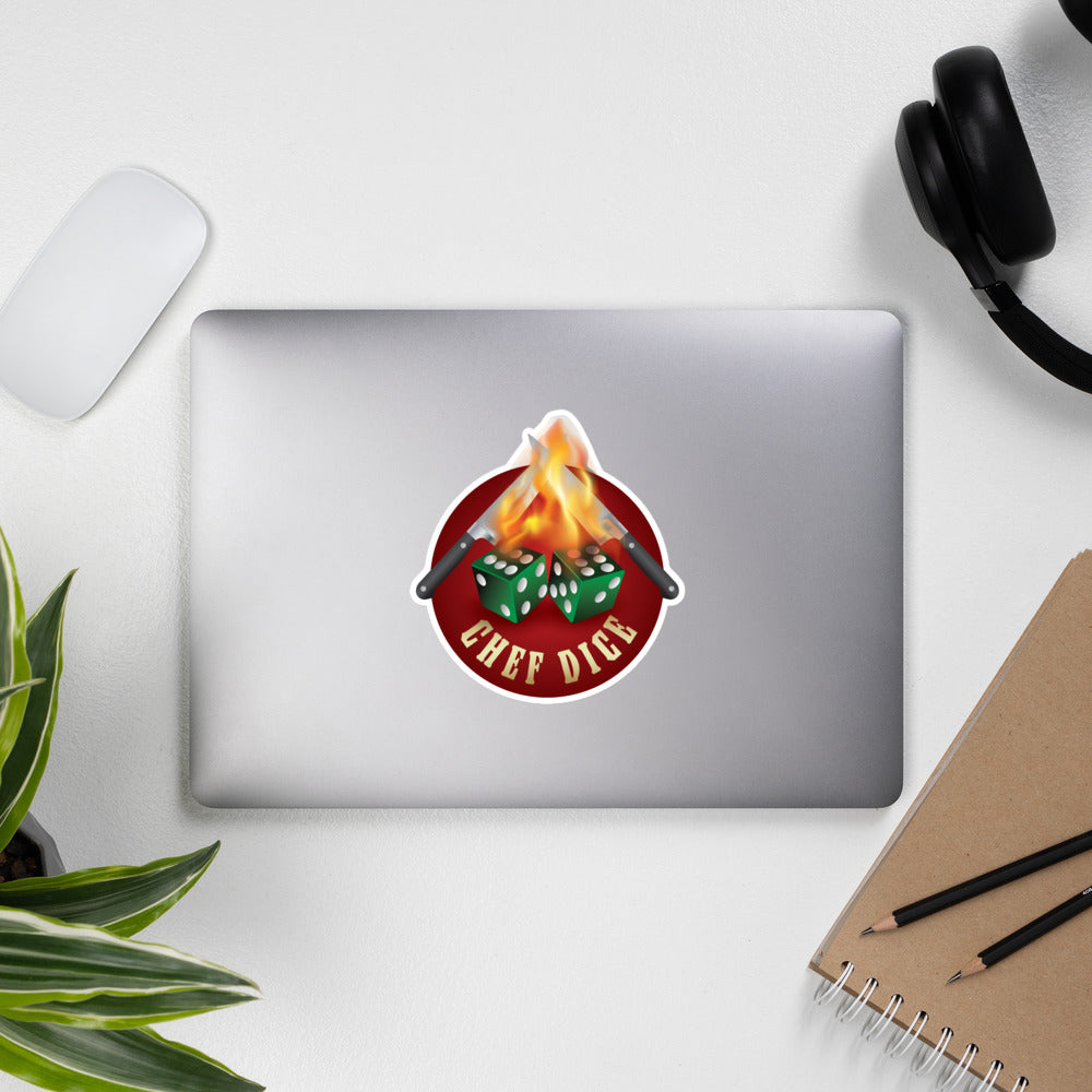 Chef Dice Sticker with Flames