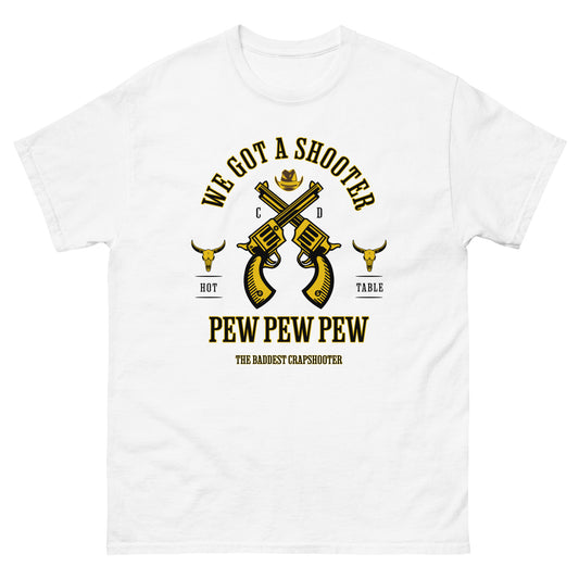 we got a shooter pew pew pew the baddest crapshooter craps and dice shirt