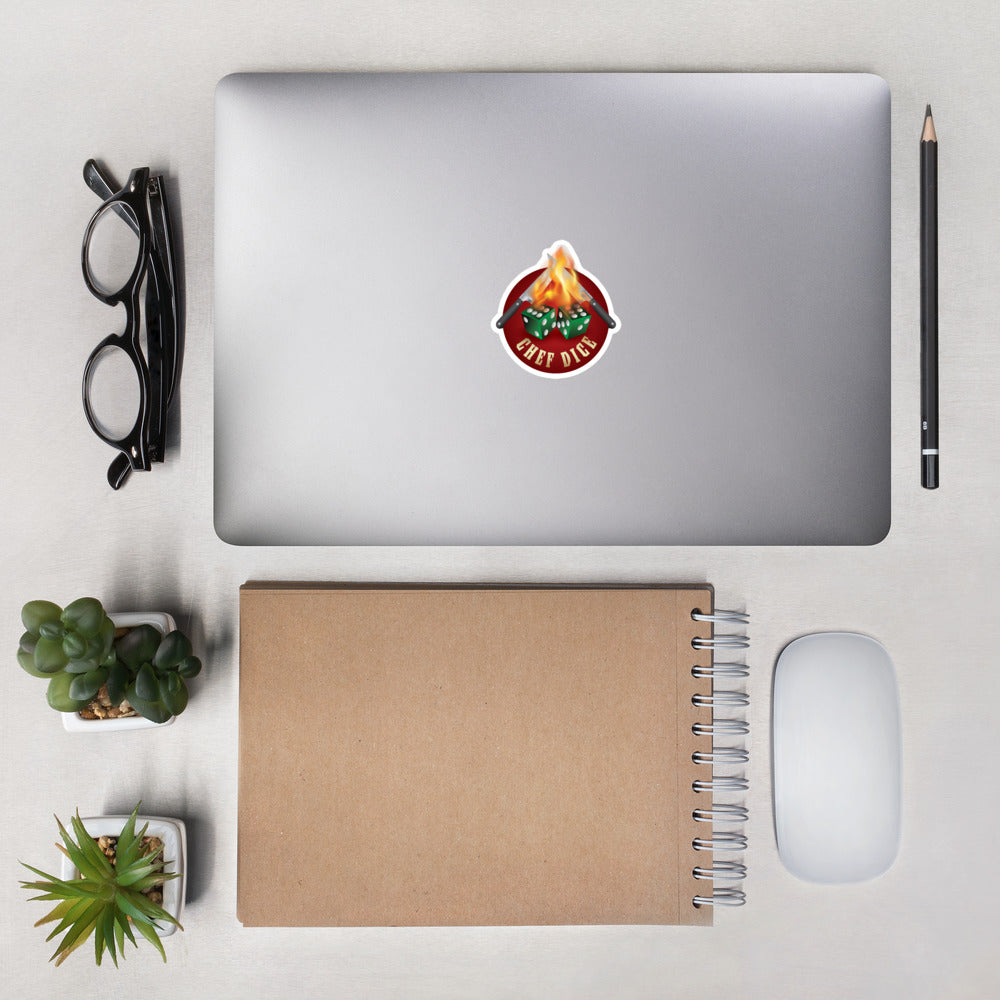 Chef Dice Sticker with Flames