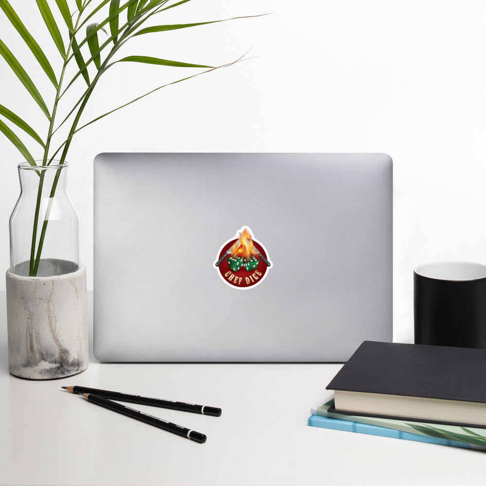 Chef Dice Sticker with Flames
