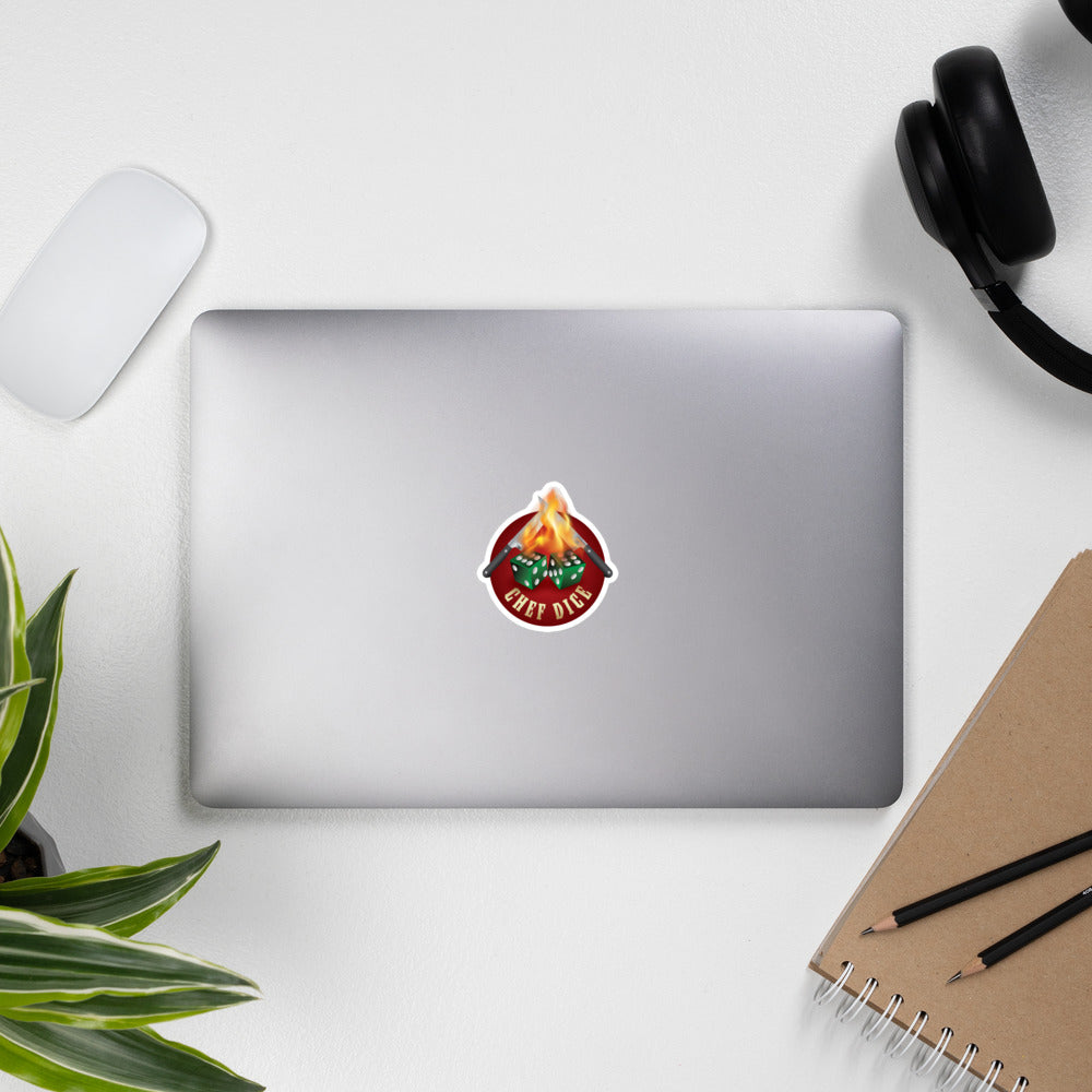Chef Dice Sticker with Flames