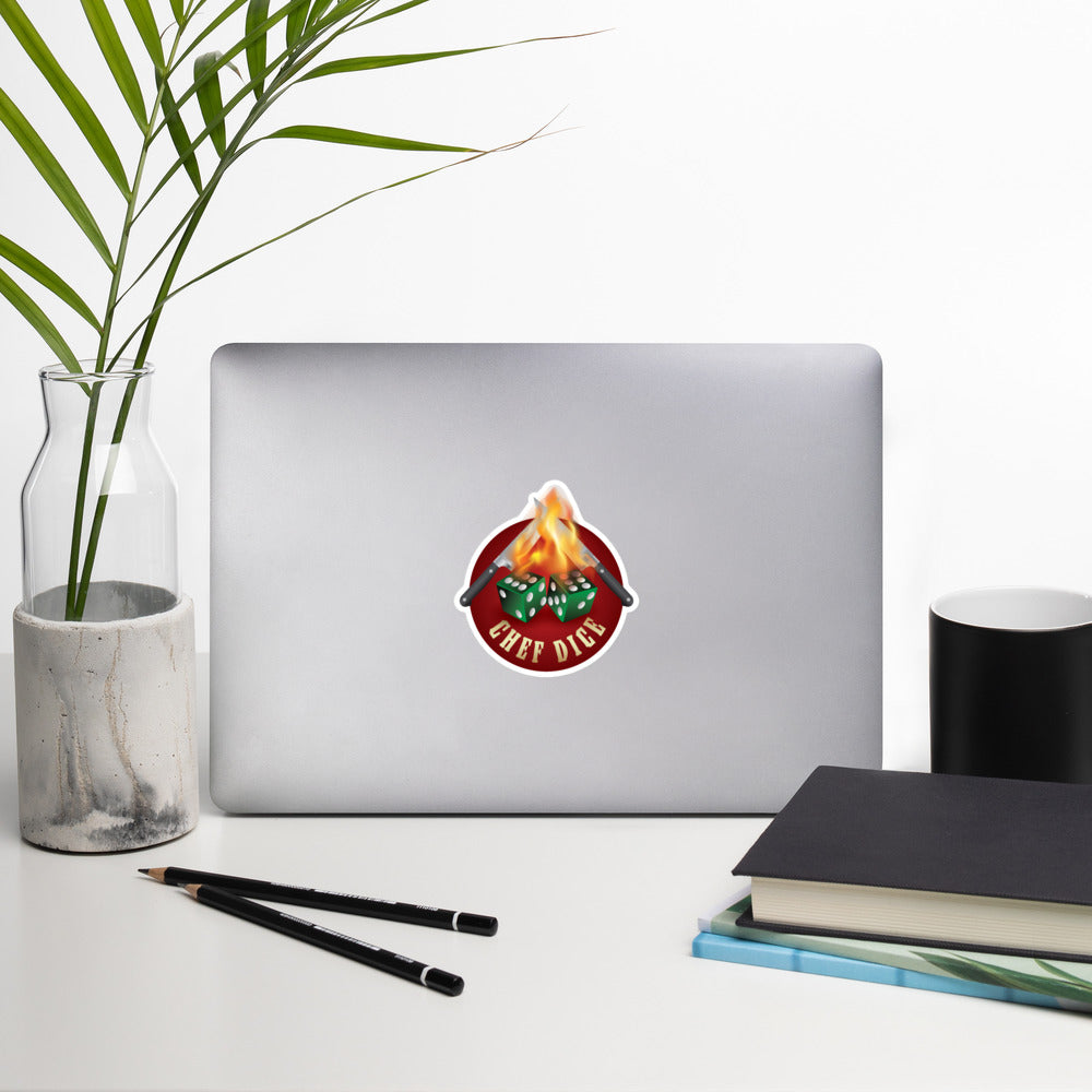 Chef Dice Sticker with Flames