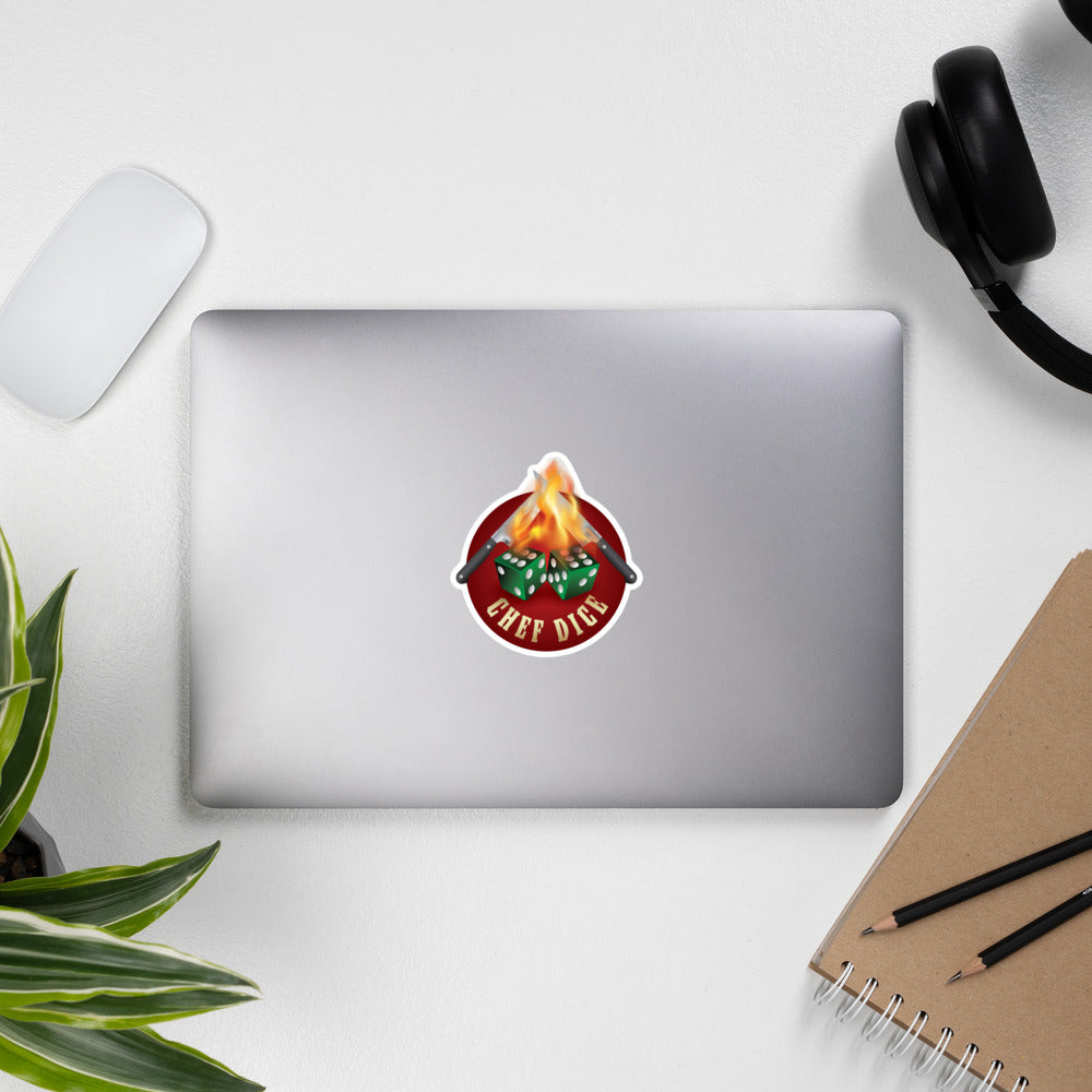 Chef Dice Sticker with Flames