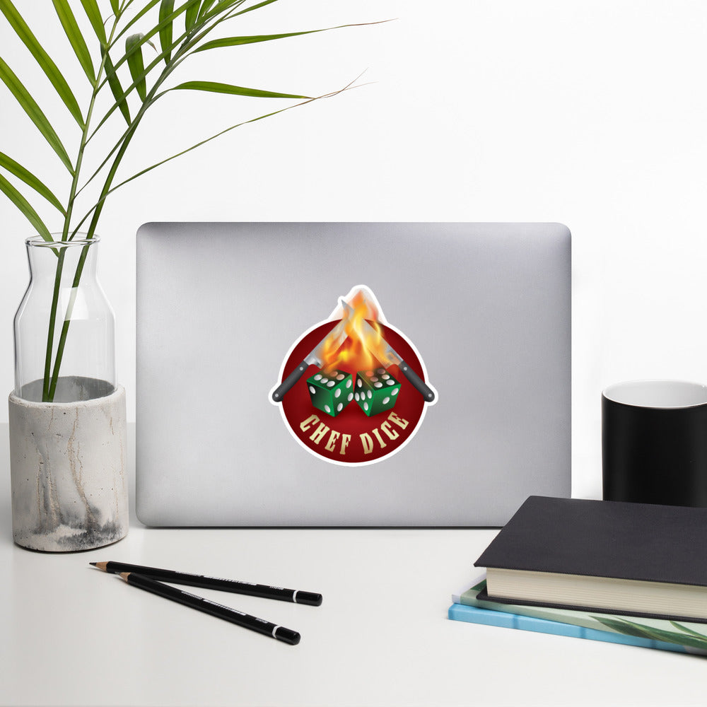 Chef Dice Sticker with Flames